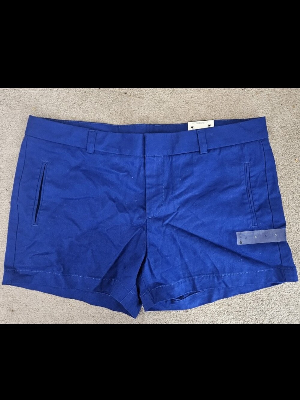 NWT STYLUS Exotic Blue Chino Shorts with Neon Yellow Trim Size 14